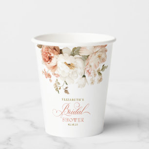 Erdige Botanische Verstaubte Rosen Florale Hochzei Pappbecher