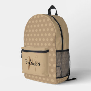 Erdige Bräunliche Farbe - Initiale Buchstabennamen Bedruckter Rucksack