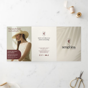 Erdige Eleganz Logo Schönheit, Spa Elfenbein Brosc Dreifach Gefaltete Karte