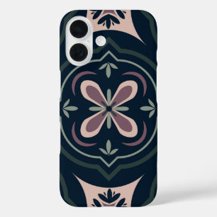 erdige farbene florale geometrische Fliesen iPhone 16 Hülle