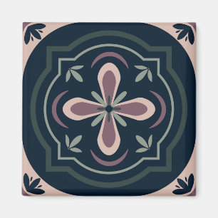 erdige farbene florale geometrische Fliesen Magnet