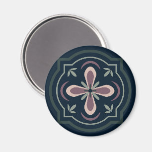 erdige farbene florale geometrische Fliesen Magnet
