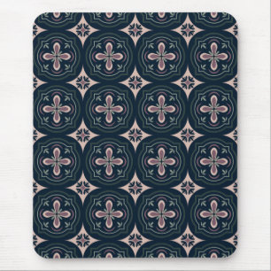 erdige farbene florale geometrische Fliesen Mousepad