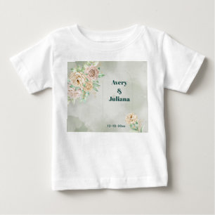 Erdige Farbtöne Blumen Boho Elegant Salbei Grün Baby T-shirt
