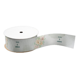 Erdige Farbtöne Blumen Boho Elegant Salbei Grün Ripsband