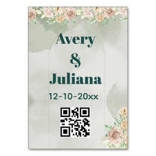 Erdige Farbtöne Blumen Boho Elegant Salbei Grün Tischnummer