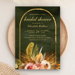 Erdige Florale Bogengestaltung Gold-Sage-Grün-Brau Einladung