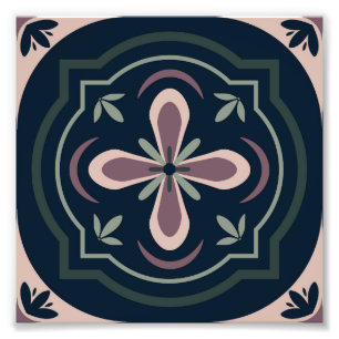 Erdige florale geometrische Kacheln Fotodruck