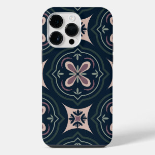 Erdige florale geometrische Kacheln iPhone 14 Pro Max Hülle