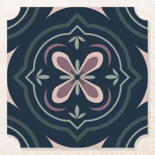 Erdige florale geometrische Kacheln Untersetzer