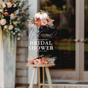 Erdige Florale Kürbis-Hochzeitsdusche Begrüßung Acrylschild