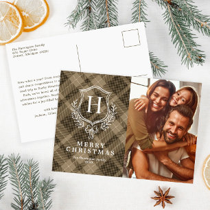 Erdige Karo Monogramm Foto Weihnachten