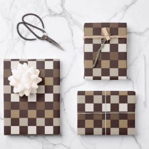 Erdige Mineralien-Schachbrettmuster Geschenkpapier Set