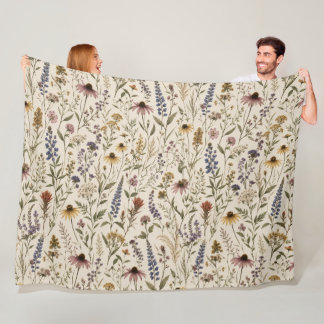 Erdige natürliche Prairie-Wildblumen Fleecedecke