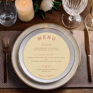 Erdige Neutrale Beige Braun Terrakotta Hochzeit Menükarte