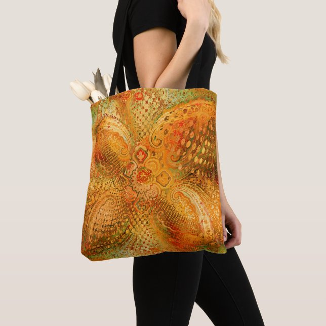Erdige Orangentöne Paisley Tasche (Von Nahem)