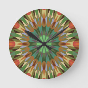 Erdige Retro-Geometrie Runde Wanduhr