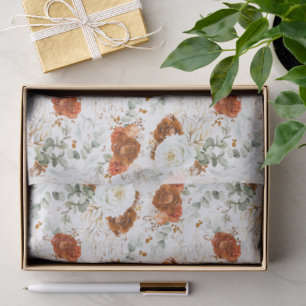 Erdige Terrakotta Florale Botanische Goldblätter Seidenpapier