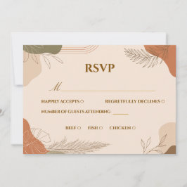 Erdige Terrakotta- und Salbeigrüne Boho-RSVP-Karte Einladung