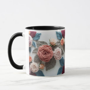 Erdige Töne Gestrickte Rose Combo-Tasse Rustikal Tasse