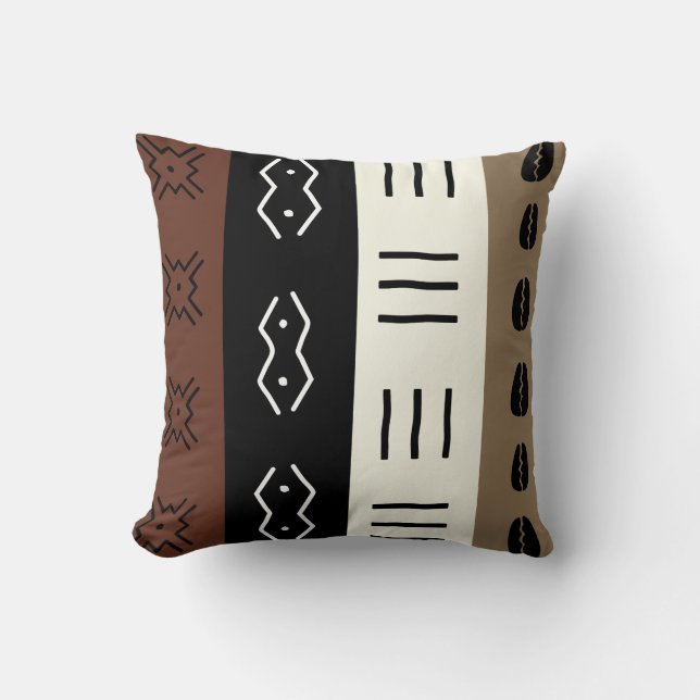 Erdige Töne Mudprint Stripes Muster Kissen (Vorderseite)