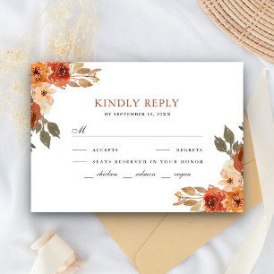 Erdige verbrannte orangefarbene Blumen-Terrakotta- RSVP Karte