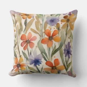 Erdige Wildblumen Bunte Florale Drucke Kissen