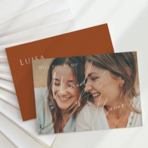 Erdige Wüstenrost verblasste Foto Maid of Honor Ka Einladung