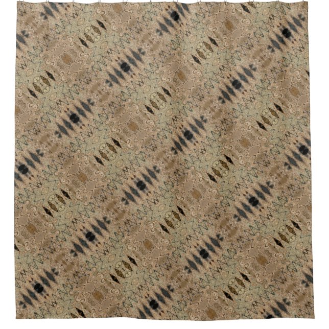 Erdiger beige schwarzer Entwurf Duschvorhang (Vorderseite)