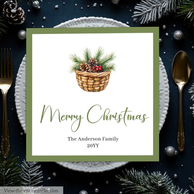 Erdiger Boho-Botanischer Weihnachtsstrauß Tisch  Serviette (Earthy Boho Botanical Christmas Bouquet Table Napkins)