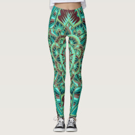 Erdiger Lehm-Mandala-Entwurf Leggings