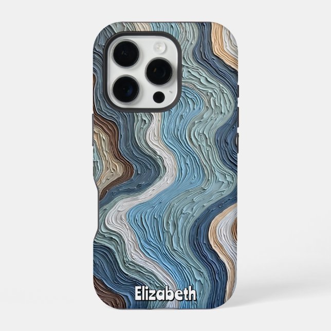 Erdiger rhythmischer Fluss iPhone 16 Pro Hülle (Rückseite)