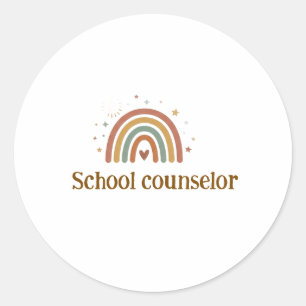 Erdiges Boho-Regenbogen-Schulberater-Büroschild Runder Aufkleber