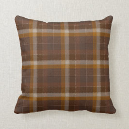 Erdiges Brown und Goldkariertes Throw-Kissen 16x16 Kissen