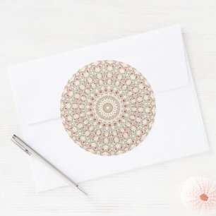 Erdiges Taupe und Rost Mandala Muster Runder Aufkleber