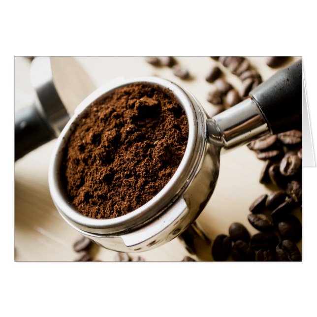 Erdkaffee, Espressoportafilter, Kaffeebohnen (Vorderseite (Horizontal))