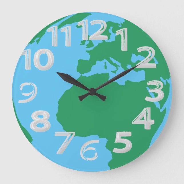 Erdkugel Große Wanduhr (Vorderseite)