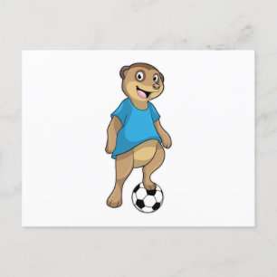 Erdmännchen als Fußballspieler mit Fußball Postkarte