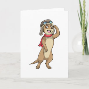Erdmännchen als Pilot mit Pilotenhut Karte