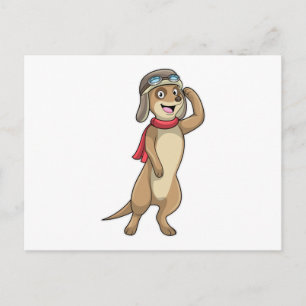 Erdmännchen als Pilot mit Pilotenhut Postkarte