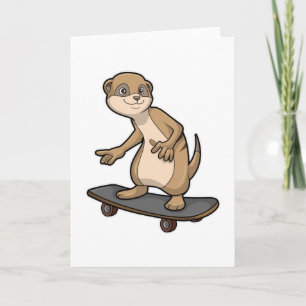 Erdmännchen als Skater mit Skateboard Karte