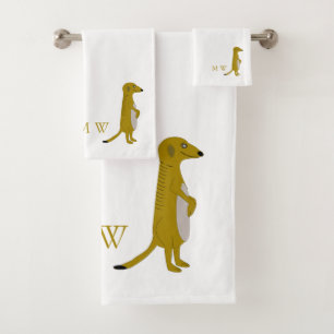 Erdmännchen-Design Monogramm Badhandtuch Set