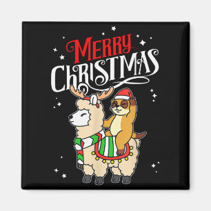 Erdmännchen Frohe Weihnachten Renntier Lama Reiten Magnet
