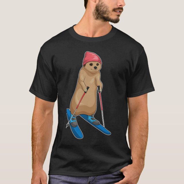 Erdmännchen Skifahrer Ski T-Shirt (Vorderseite)