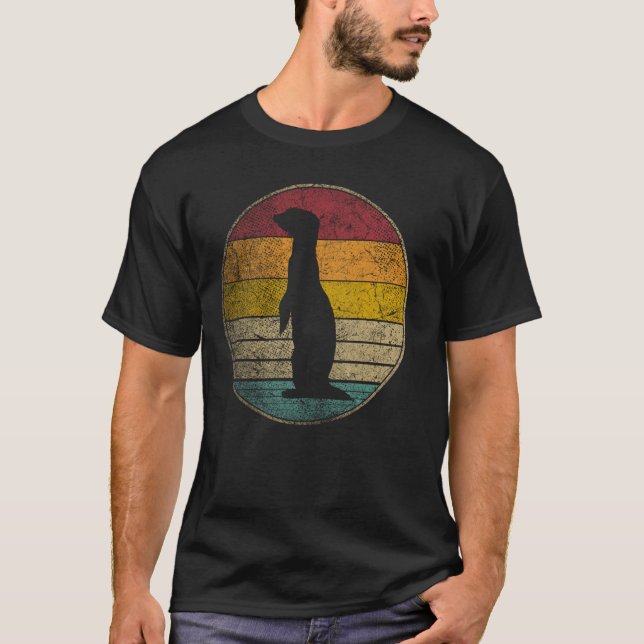 Erdmännchen Vintage Abgenutzt Retro Silhouette 60e T-Shirt (Vorderseite)