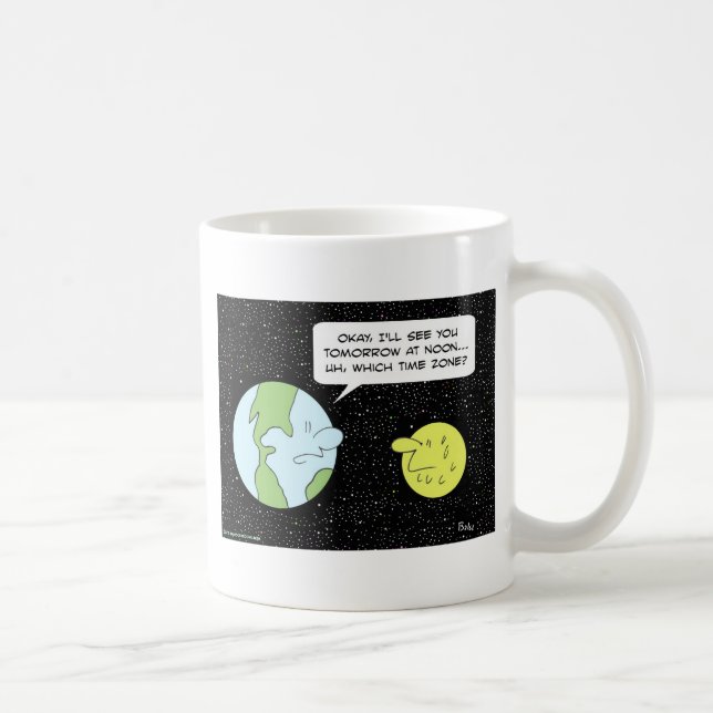 Erdmondmittag der Zeitzone Kaffeetasse (Rechts)