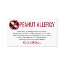 Erdnuss-Allergie-Alarm-Restaurant-Karte