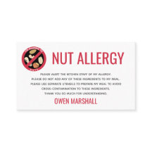 Erdnuss-Baum-Nuss-Allergie-Alarm-Restaurant-Karte