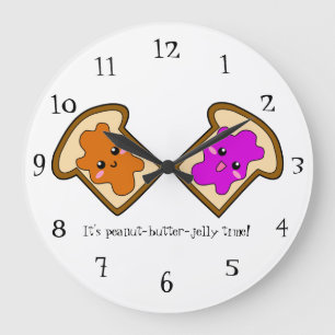 Erdnuss-Butter-Gelee Zeit-Wanduhr Große Wanduhr