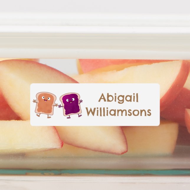 Erdnussbutter Sandwich-Cartoon personalisiert Etiketten (Befestigt)